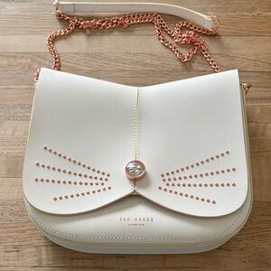 Ted Baker Cream Cat Crossbody Bag with Rose Gold Accents